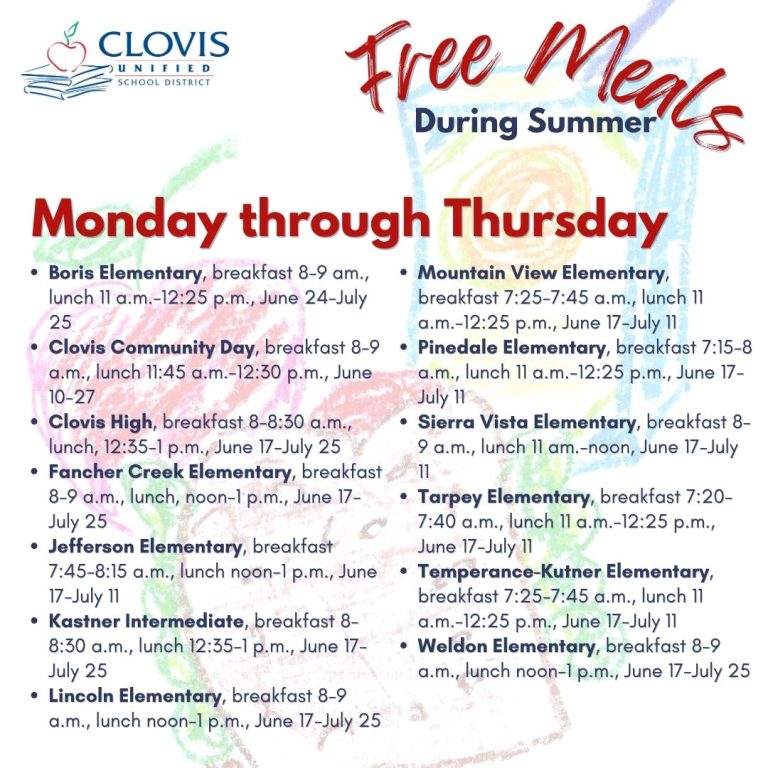Clovis Unified School District offers students free meals throughout the summer