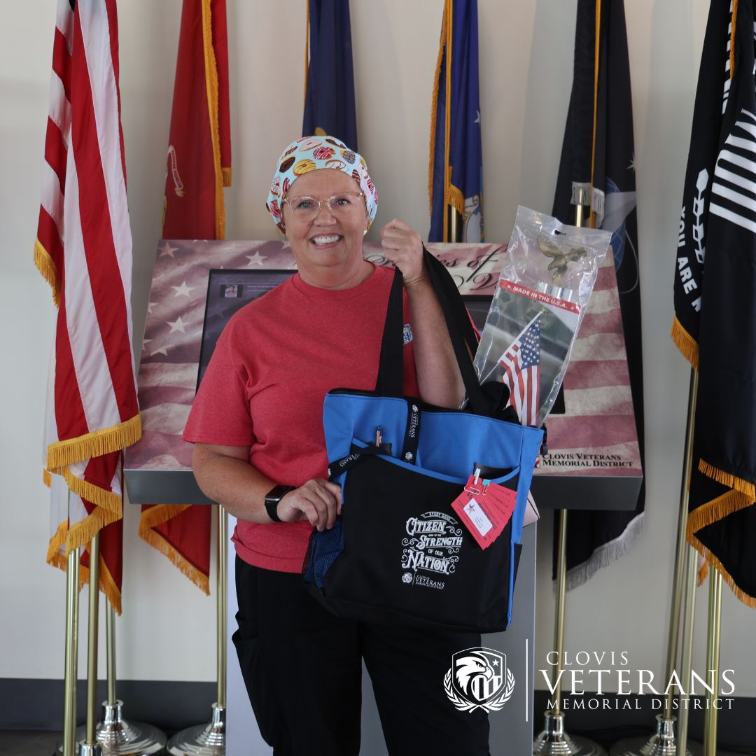 Laura Pierce is a local Clovis resident who won the prize for the Most Patriotic Porch with the Clovis Veterans Memorial District (photo courtesy of Clovis Veterans Memorial District Facebook).