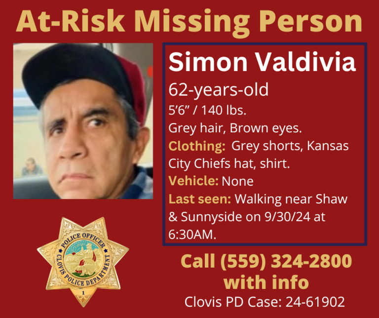 Clovis Police is looking for at risk missing person