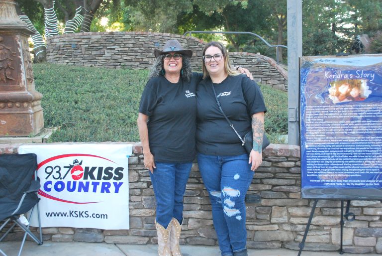 Bernadette Aganza (left), Breaking the Chains Residential Team Coordinator, and Patricia Odeneal (right), survivor, at the annual Breaking the Chains Forever Freedom Celebration event (photo by Hannah-Grace Leece, Clovis Roundup).