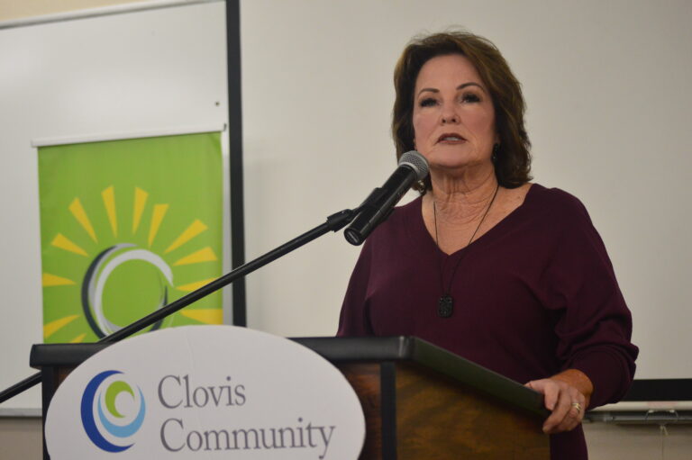 Senator Grove speaks to packed crowd at Wake Up Clovis